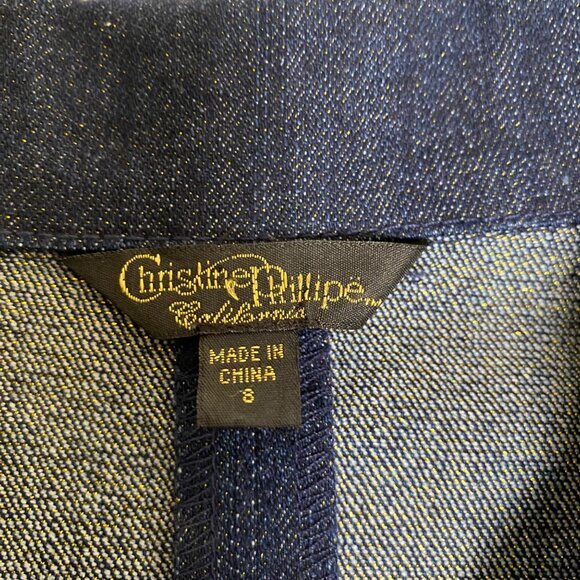 Christine Phillippe Womens Denim Jacket Sz 8 Gold Button Detail Classy Casual - Picture 3 of 11